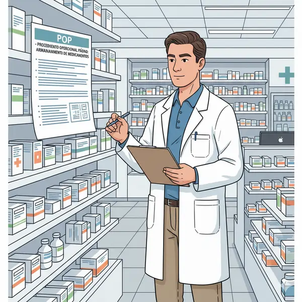 Manual de POPs para Drogarias editável na tela de um computador